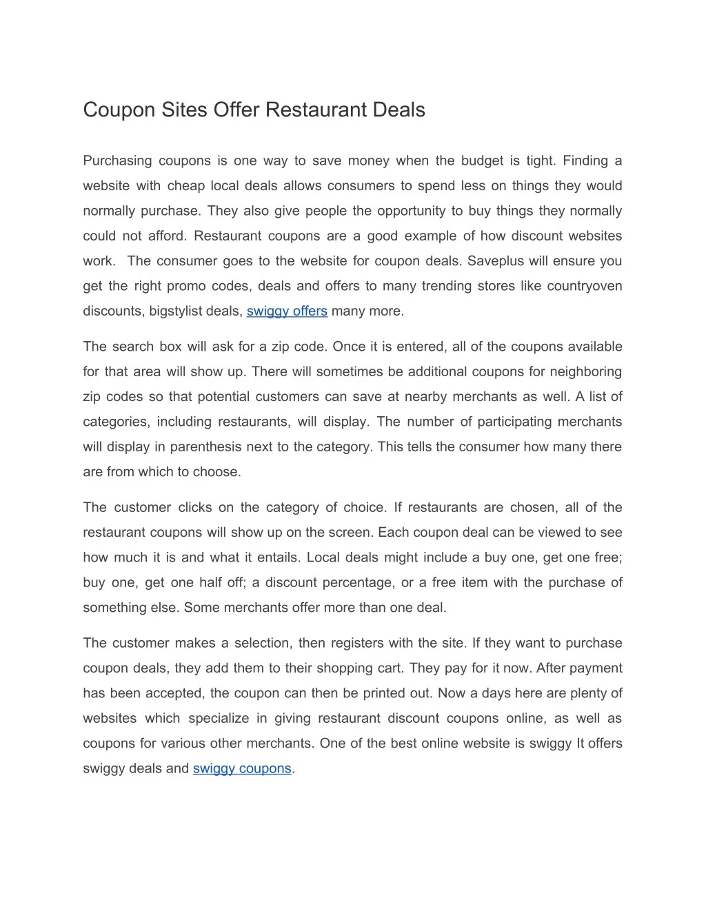 coupon sites offer restaurant deals