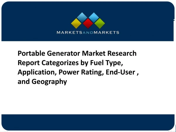 Portable Generator Market Company Profiles Analysis and Forecasts to 2022