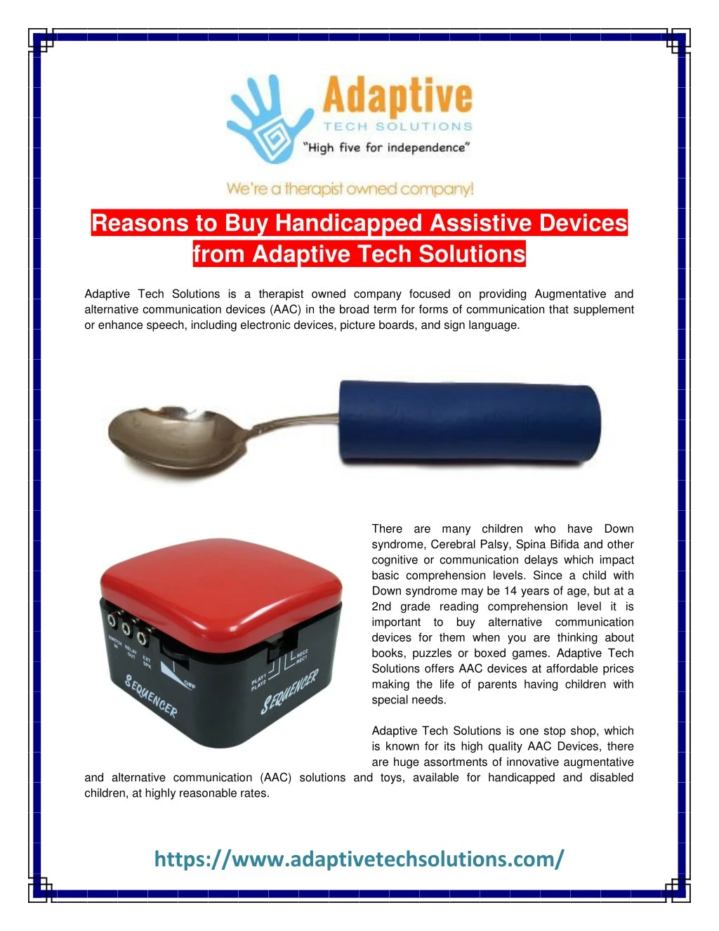 reasons to buy handicapped assistive devices from