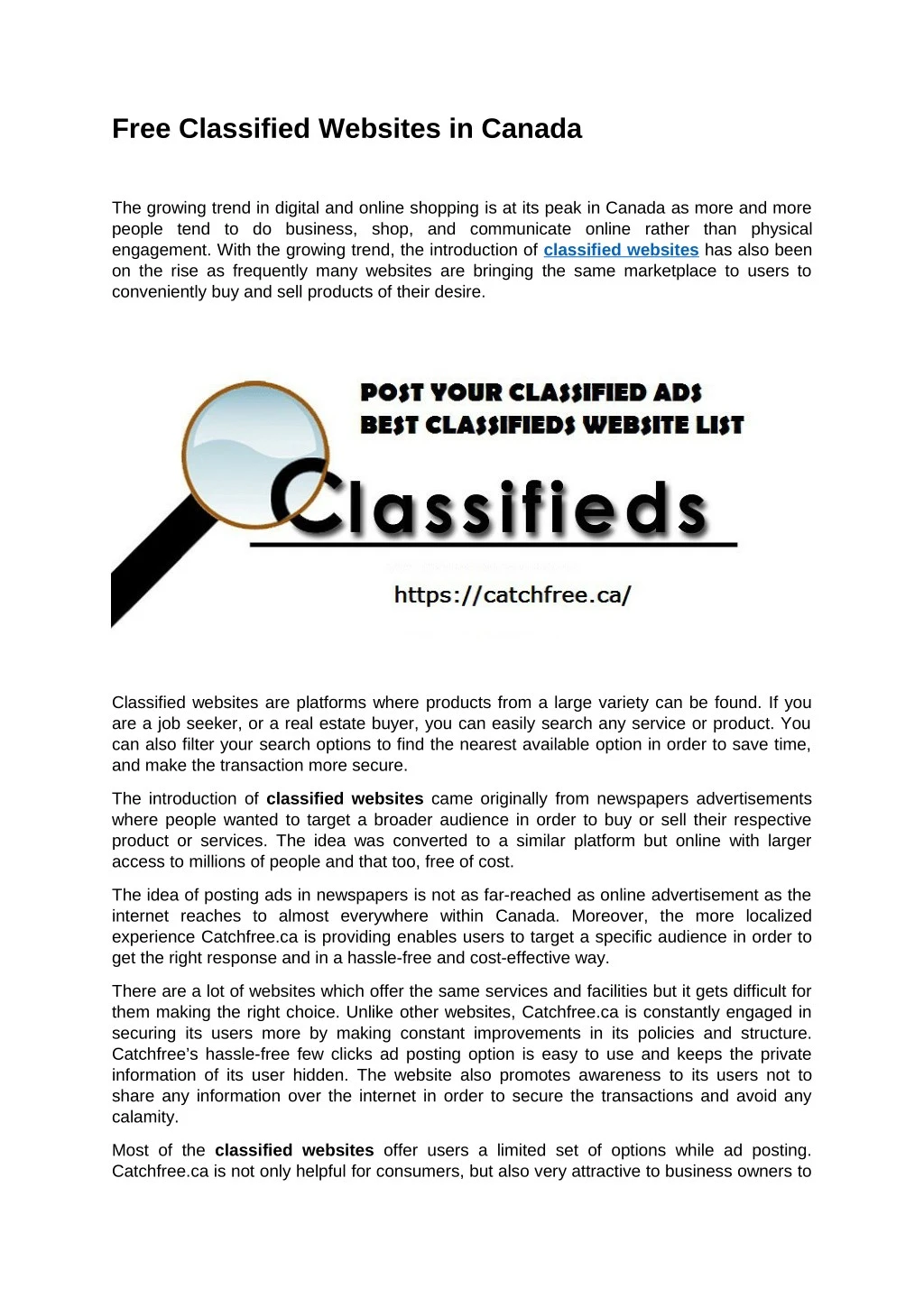 free classified websites in canada