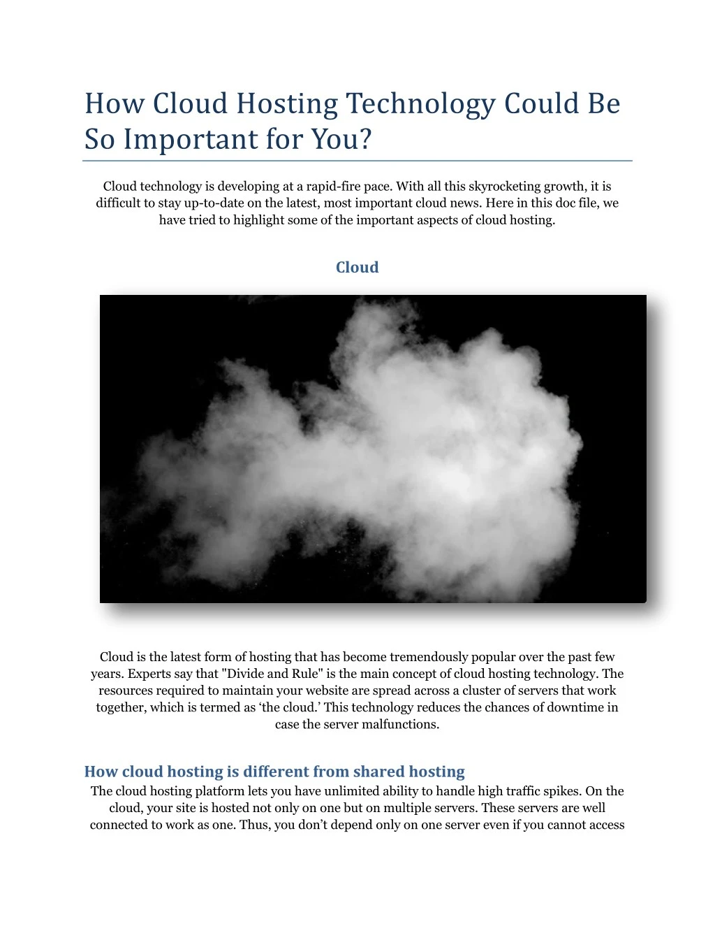 how cloud hosting technology could