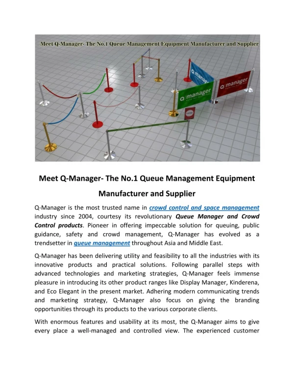 Meet Q-Manager- The No.1 Queue Management Equipment Manufacturer and Supplier