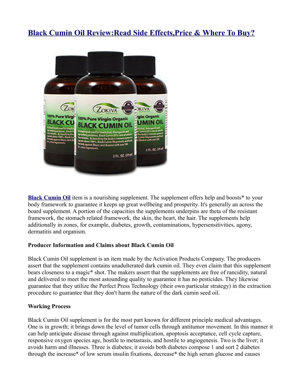 black cumin oil review read side effects price