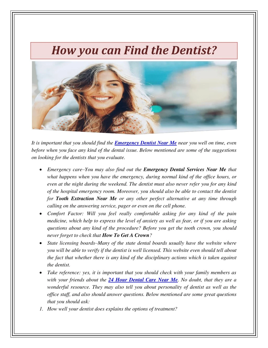 how you can find the dentist