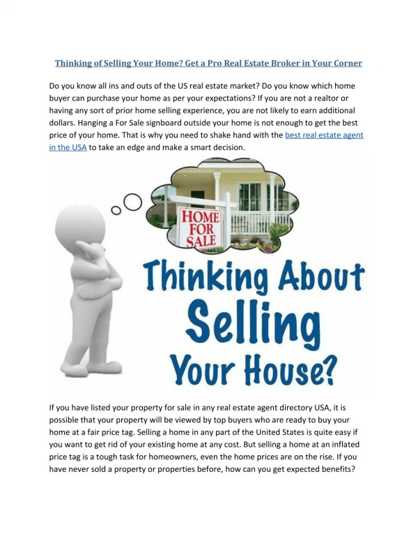 Get a Pro Real Estate Broker to Sell your Home
