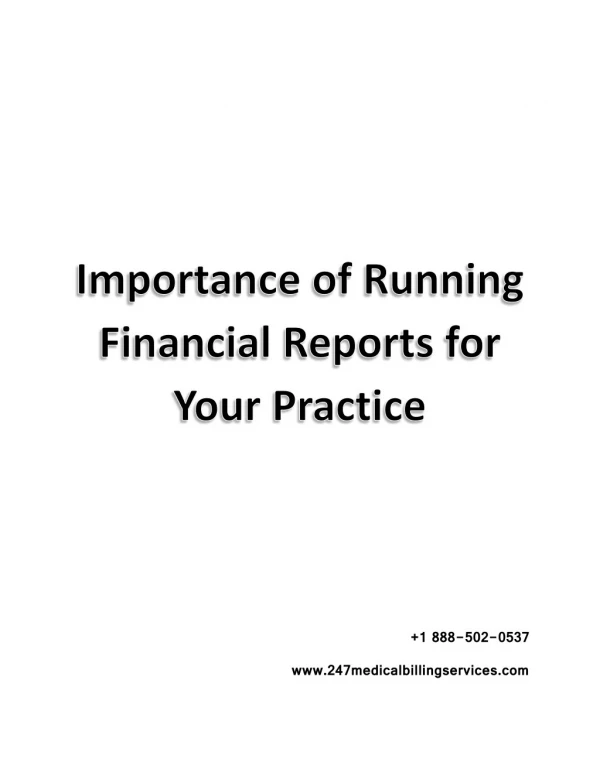 Importance of Running Financial Reports for Your Practice