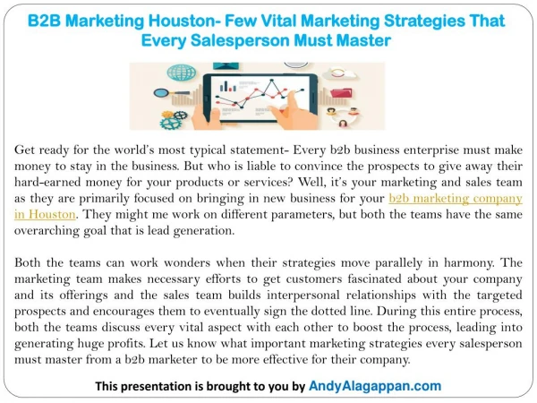 B2B Marketing Houston- Few Vital Marketing Strategies That Every Salesperson Must Master