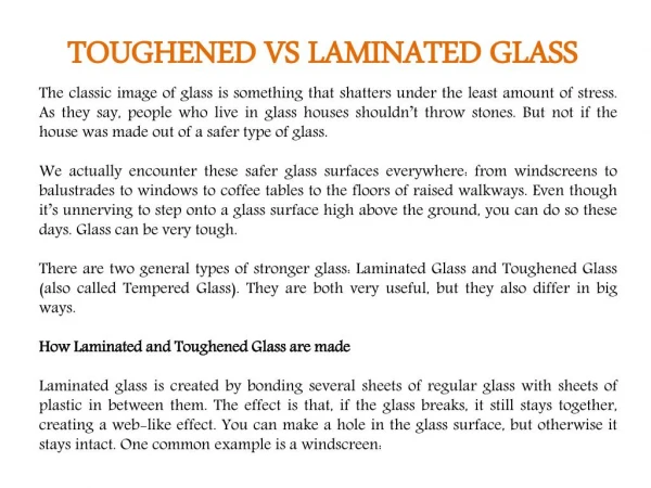 TOUGHENED VS LAMINATED GLASS