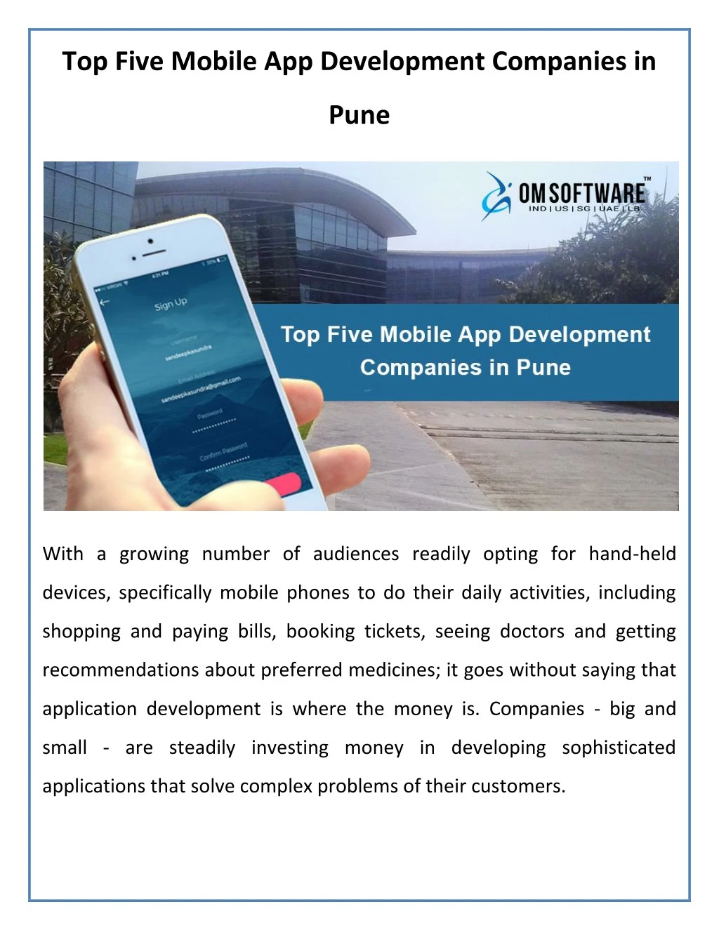 top five mobile app development companies in