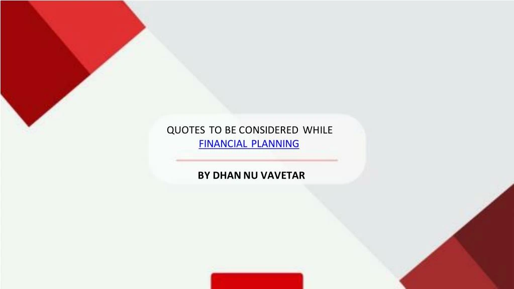 quotes to be considered while financial planning