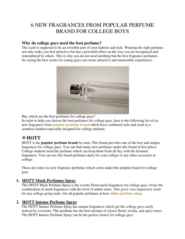 6 NEW FRAGRANCES FROM POPULAR PERFUME BRAND FOR COLLEGE BOYS