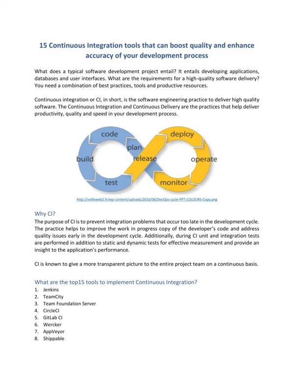 15 Continuous Integration tools that can boost quality and enhance accuracy of your development process