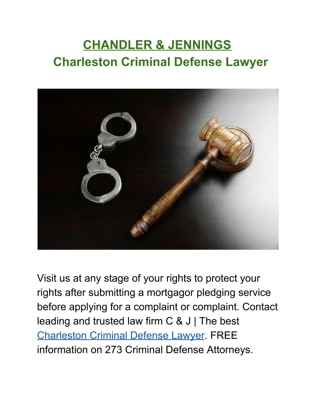 chandler jennings charleston criminal defense