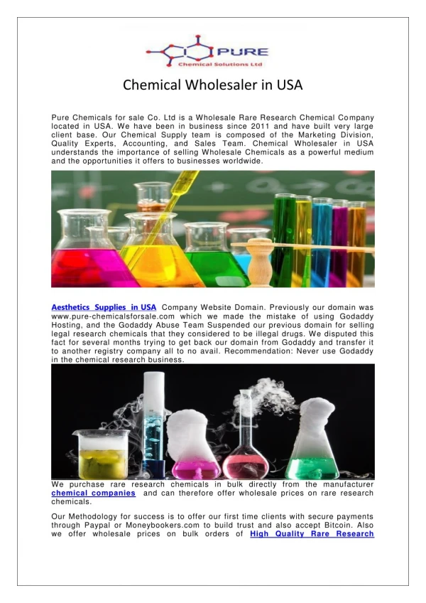 Chemical Wholesaler in USA