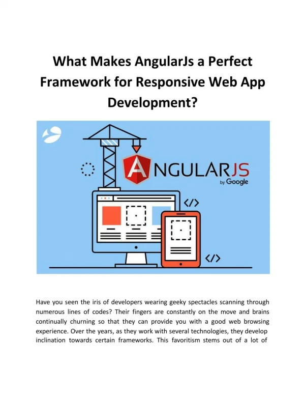 What Makes AngularJs a Perfect Framework for Responsive Web App Development?