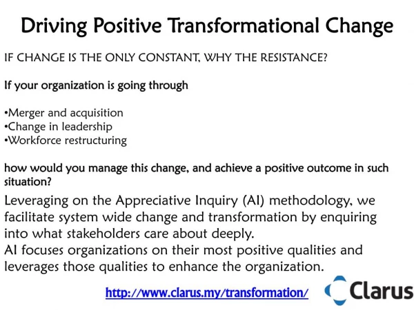 Discuss your Organisational Transformation Initiative