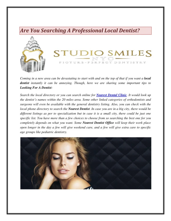 Are You Searching A Professional Local Dentist
