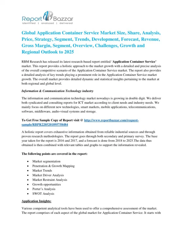 Application Container Service Market And What Makes it a Booming Industry According to Following Research Report: 2018-