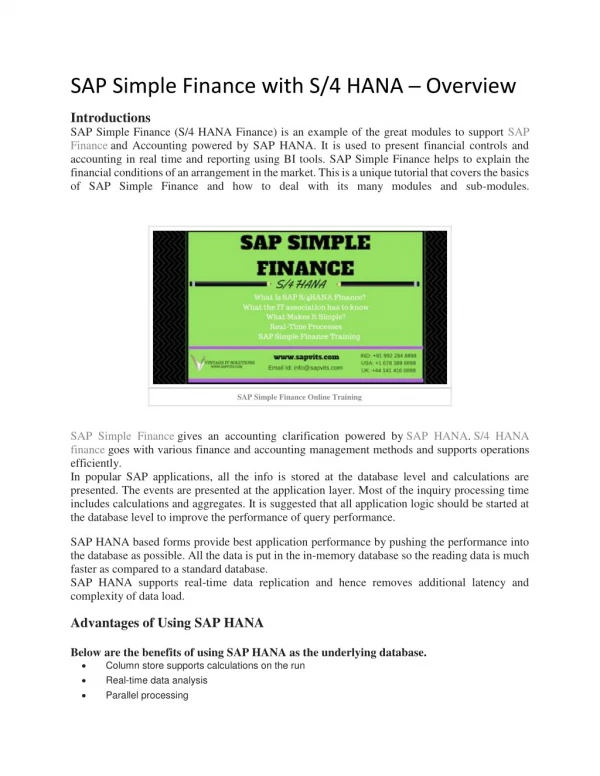 SAP S4 HANA Simple Finance PDF