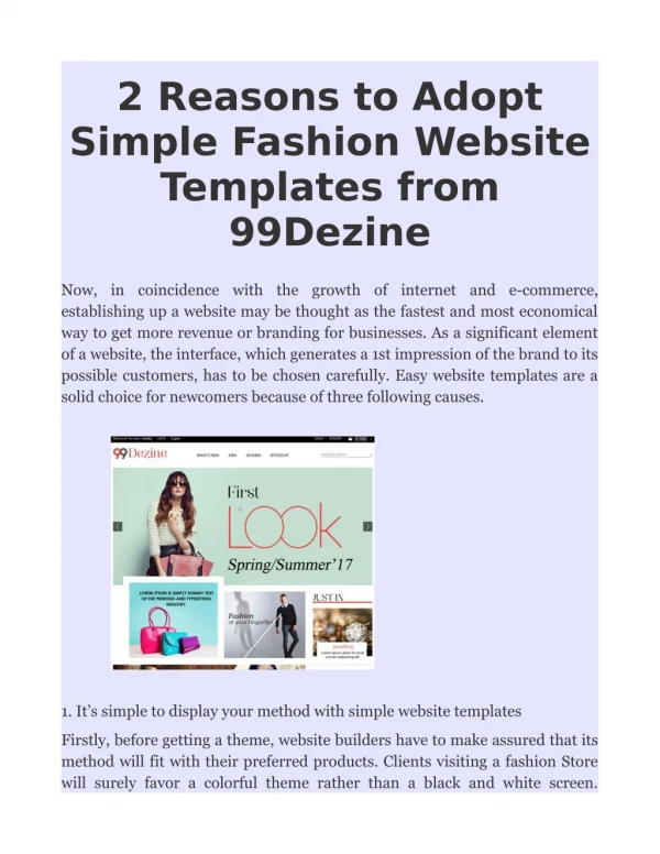 2 Reasons to Adopt Simple Fashion Website Templates from 99Dezine