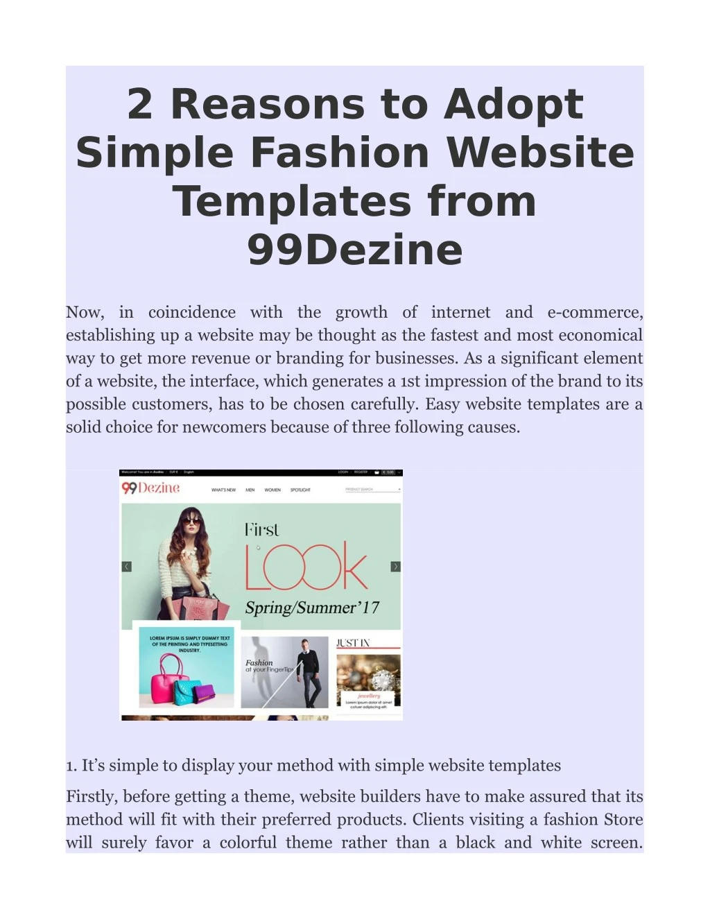 2 reasons to adopt simple fashion website