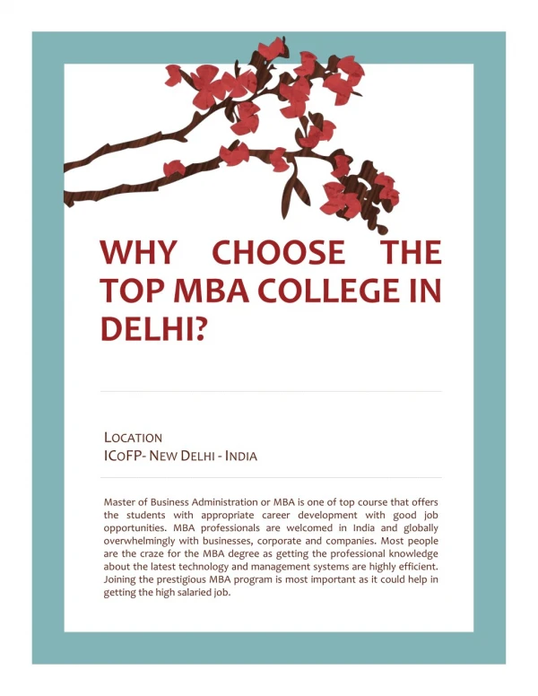 WHY CHOOSE THE TOP MBA COLLEGE IN DELHI?