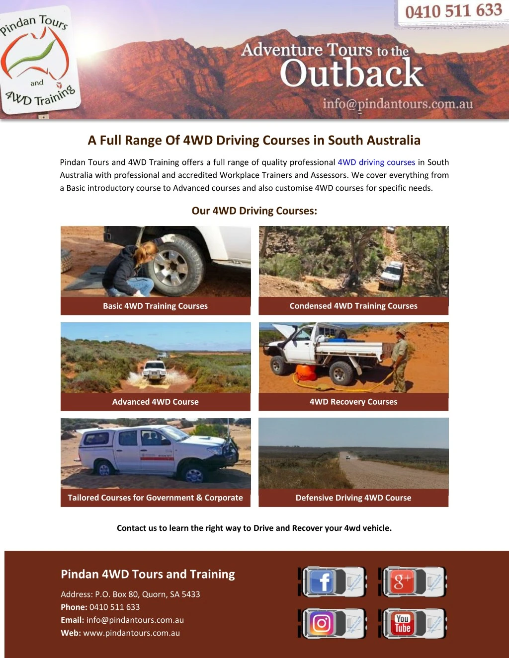 a full range of 4wd driving courses in south