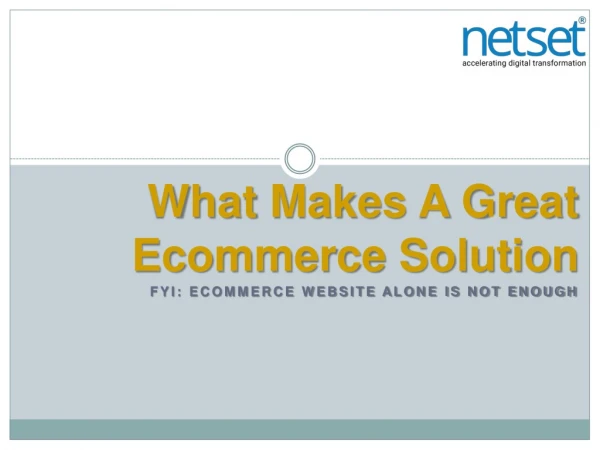 What makes a gret ecommerce solution