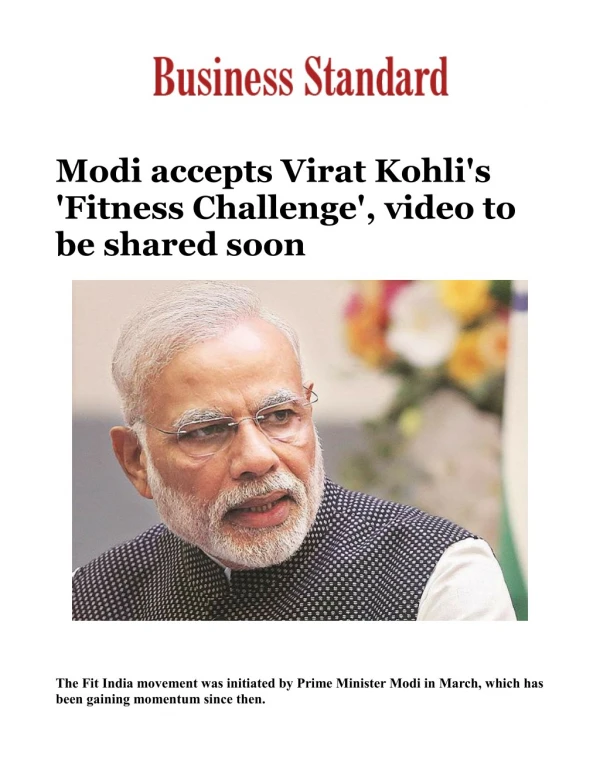 Modi accepts Virat Kohli's 'Fitness Challenge', video to be shared soon