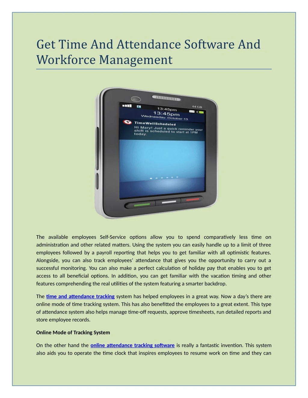 get time and attendance software and workforce