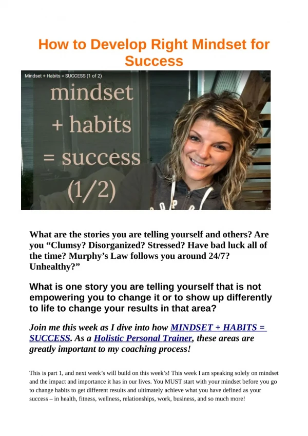 How to Develop Right Mindset for Success