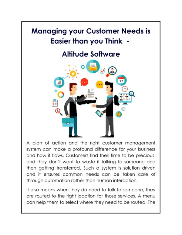 Managing your Customer Needs is Easier than you Think - Altitude Software
