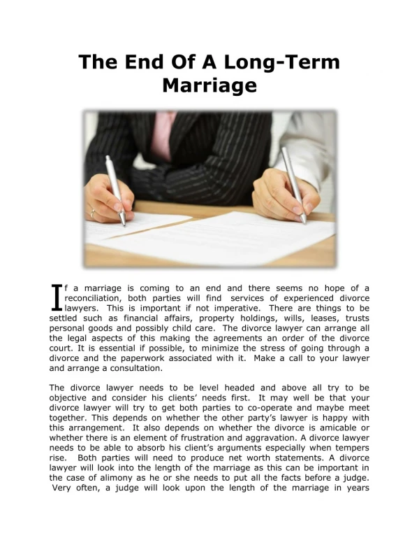 The End Of A Long-Term Marriage