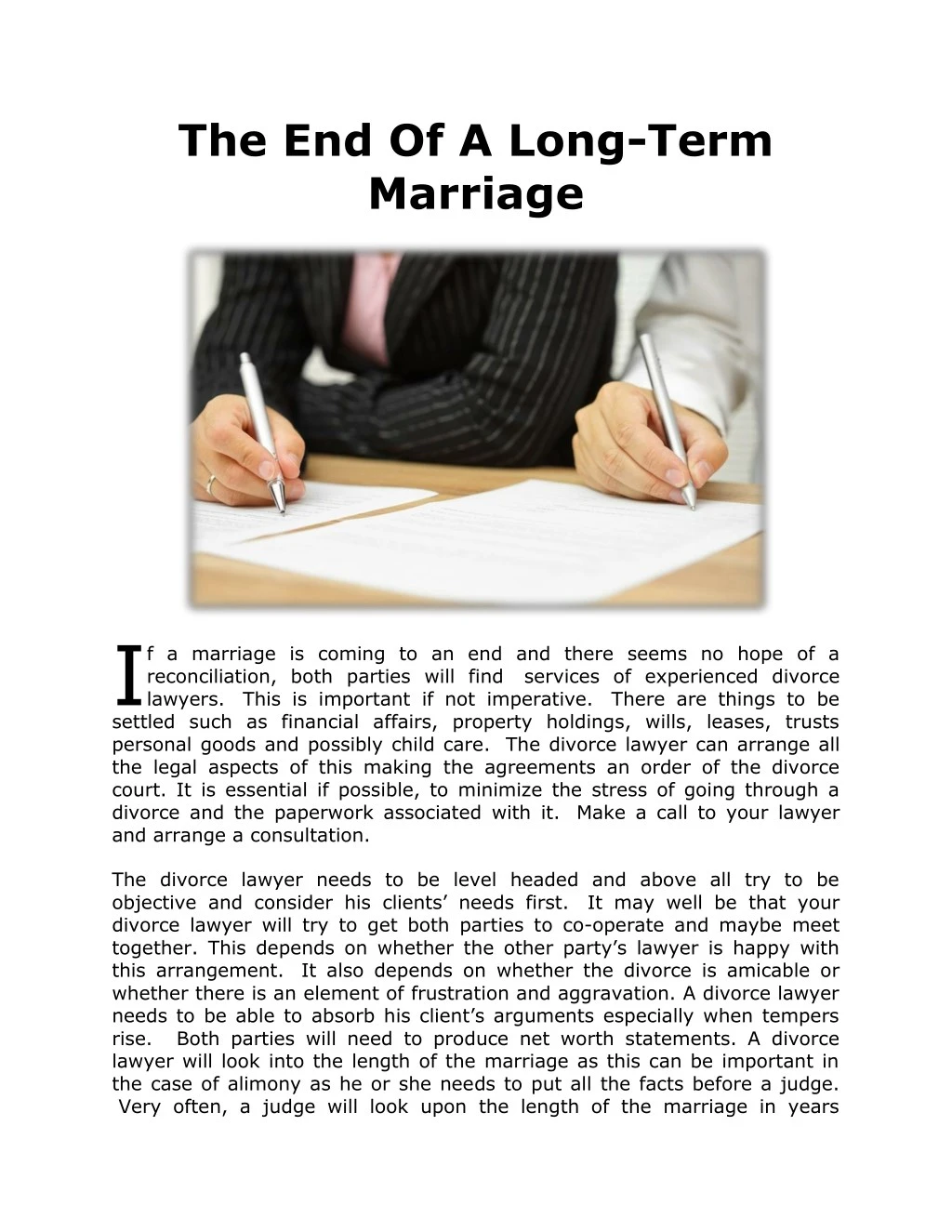 the end of a long term marriage