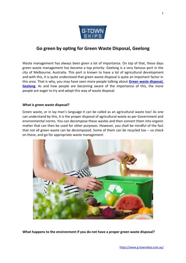 Go green by opting for Green Waste Disposal, Geelong
