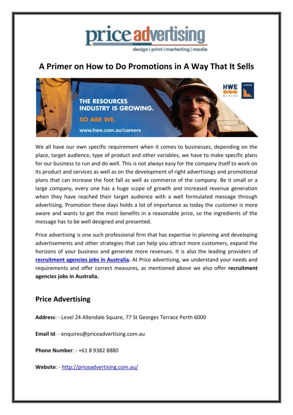 A Primer on How to Do Promotions in A Way That It Sells