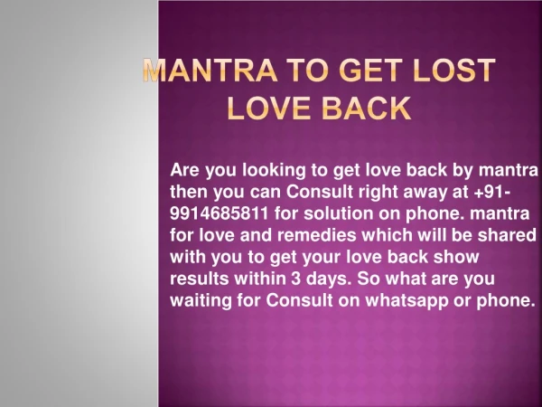 Mantra to Get Lost Love Back