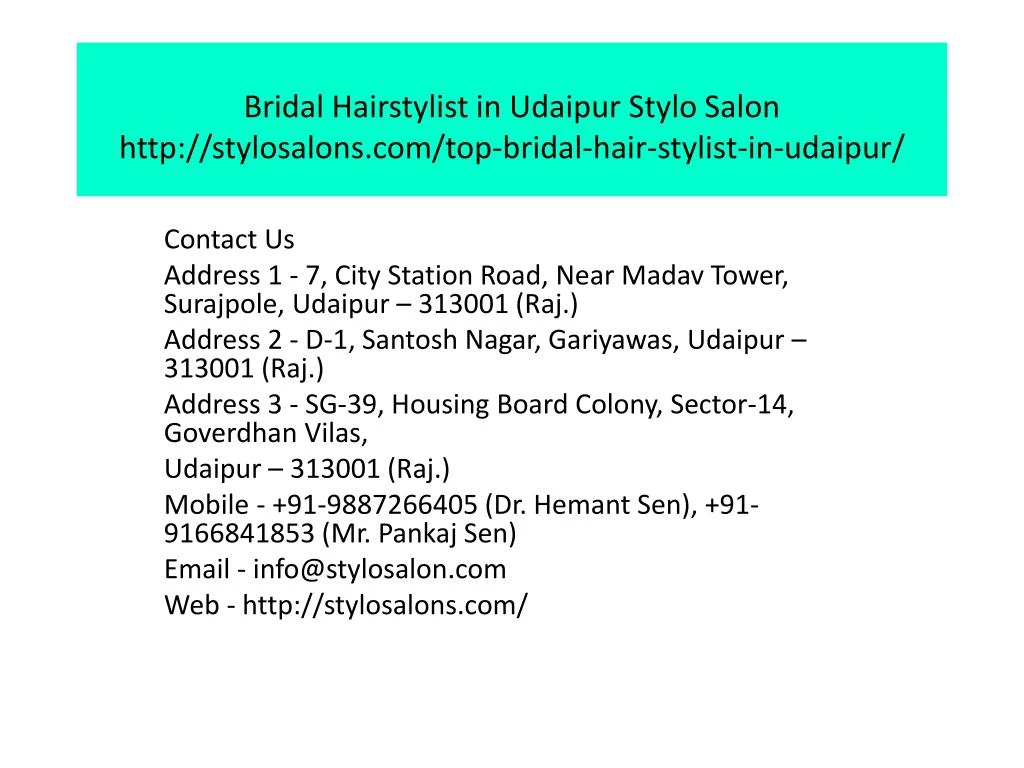 bridal hairstylist in udaipur stylo salon http stylosalons com top bridal hair stylist in udaipur