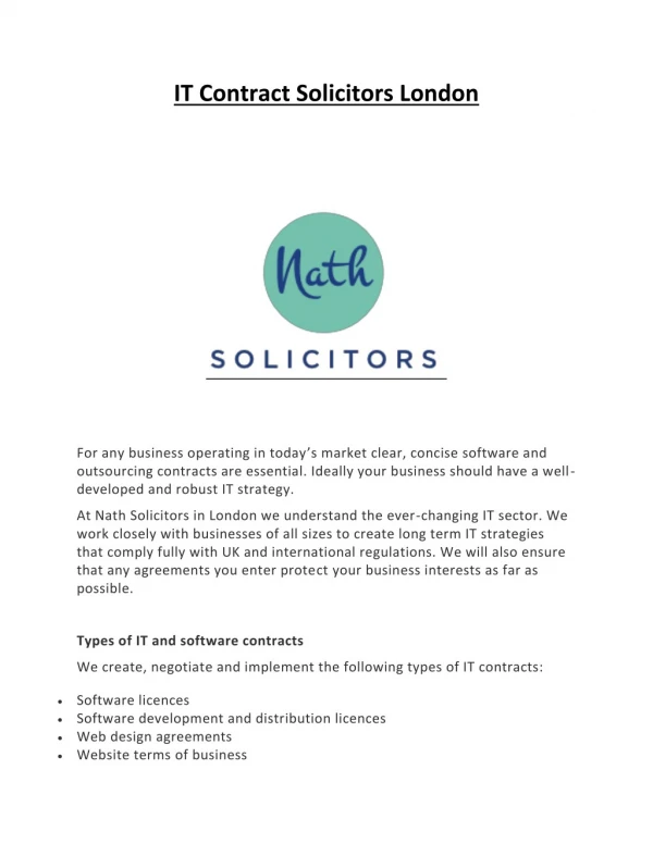 IT Contract Solicitors London