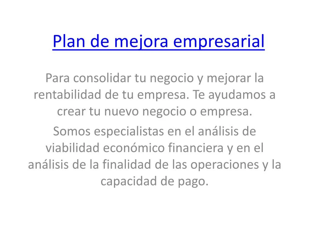 plan de mejora empresarial