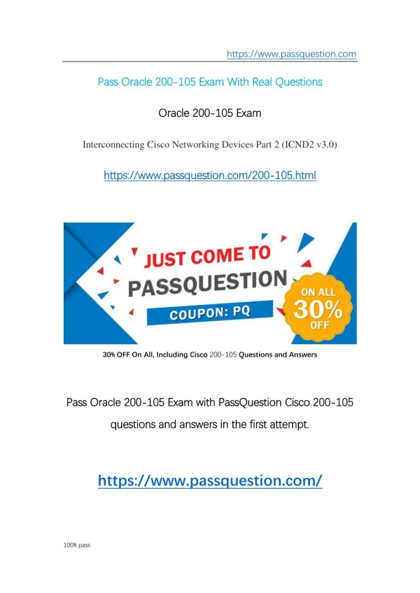 passed ccna 200-105 today! free download passquestion 200-105 exam real questions