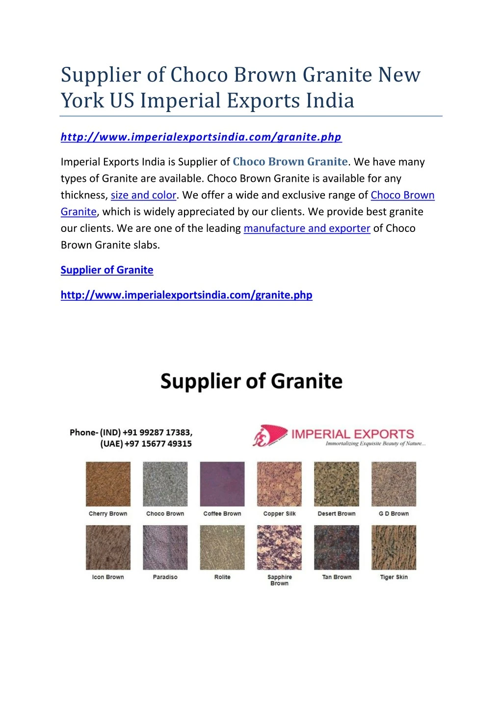 supplier of choco brown granite new york