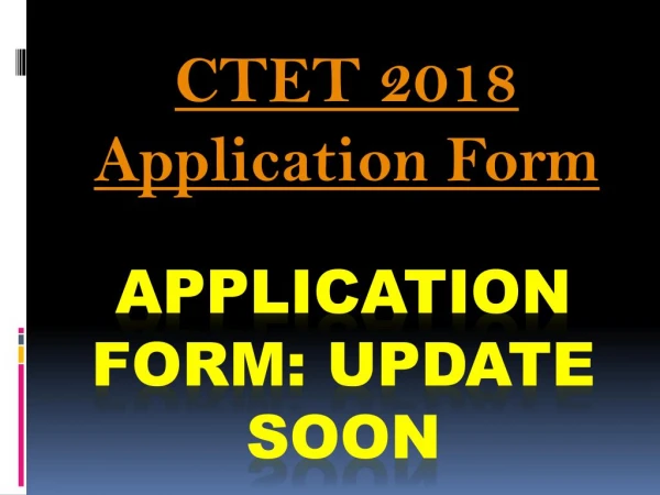 CTET 2018 Application Form