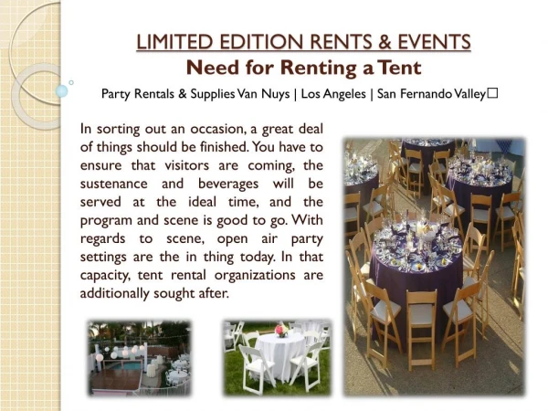Need for Renting a Tent