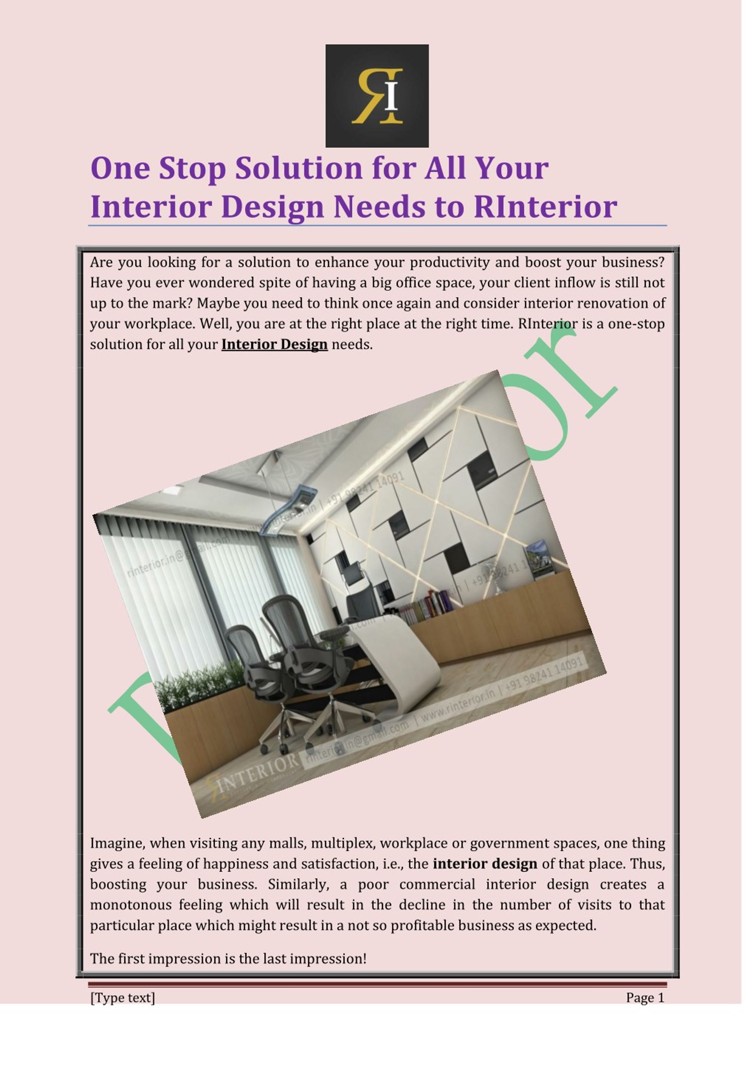 PPT - One Stop Solution for All Your Interior Design Needs to RInterior ...