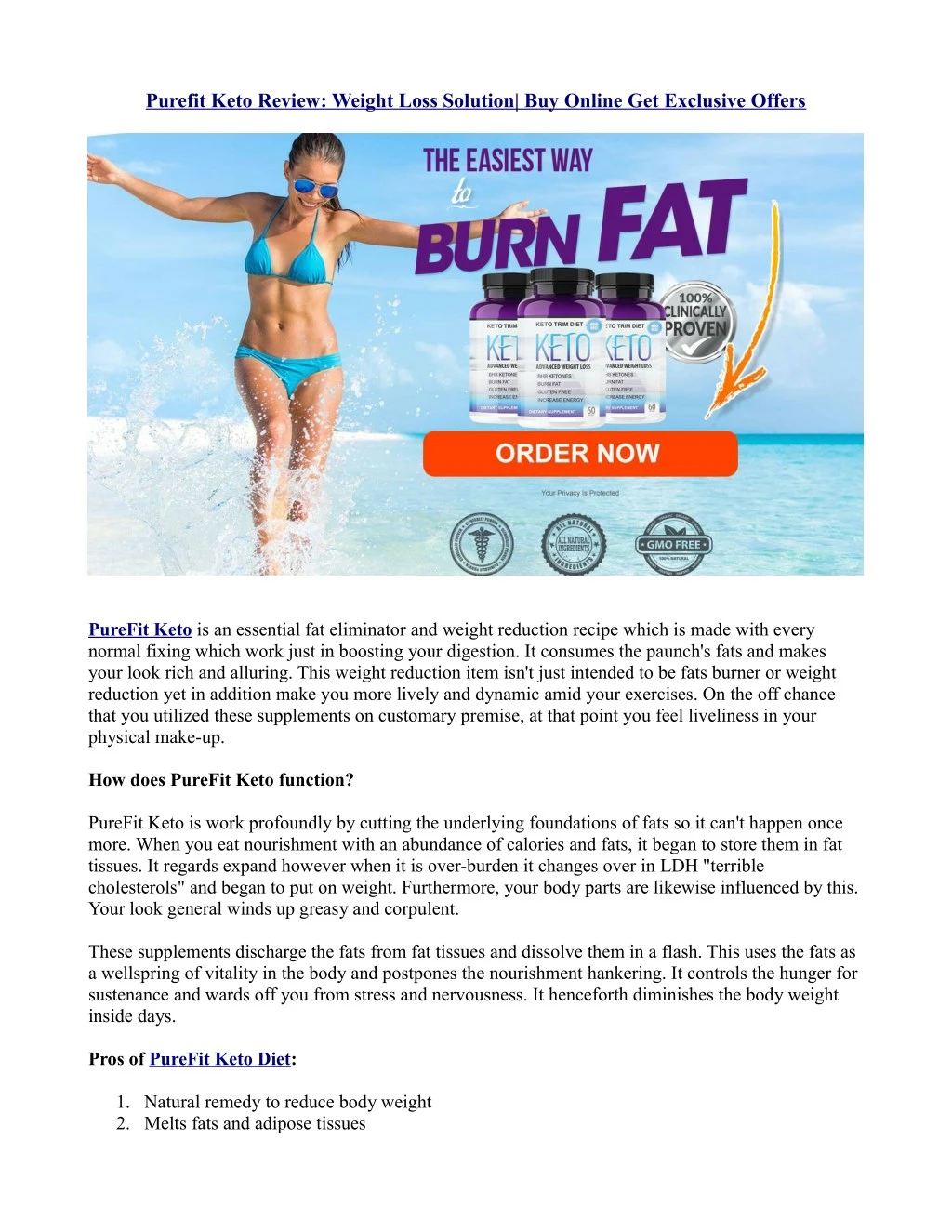 purefit keto review weight loss solution