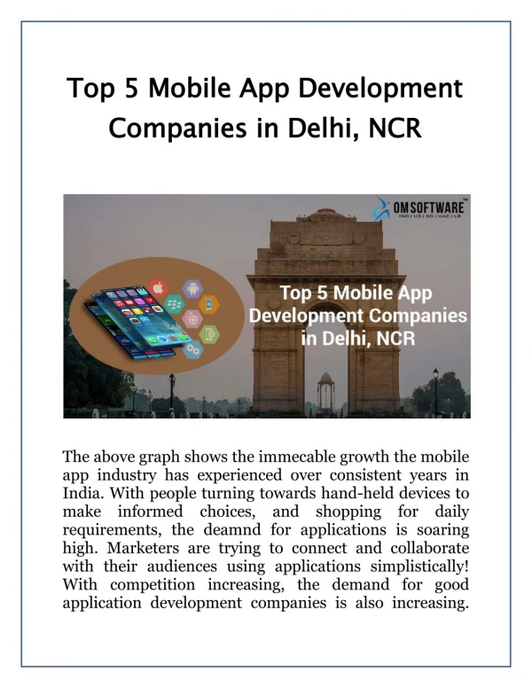 Top 5 Mobile App Development Companies in Delhi, NCR