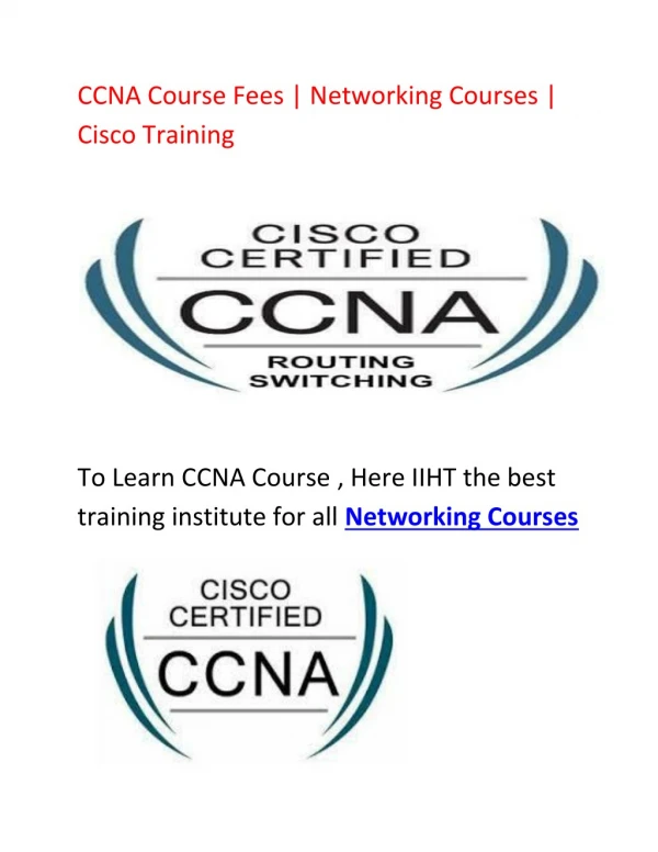 CCNA Course Fees | Networking Courses | Cisco Training