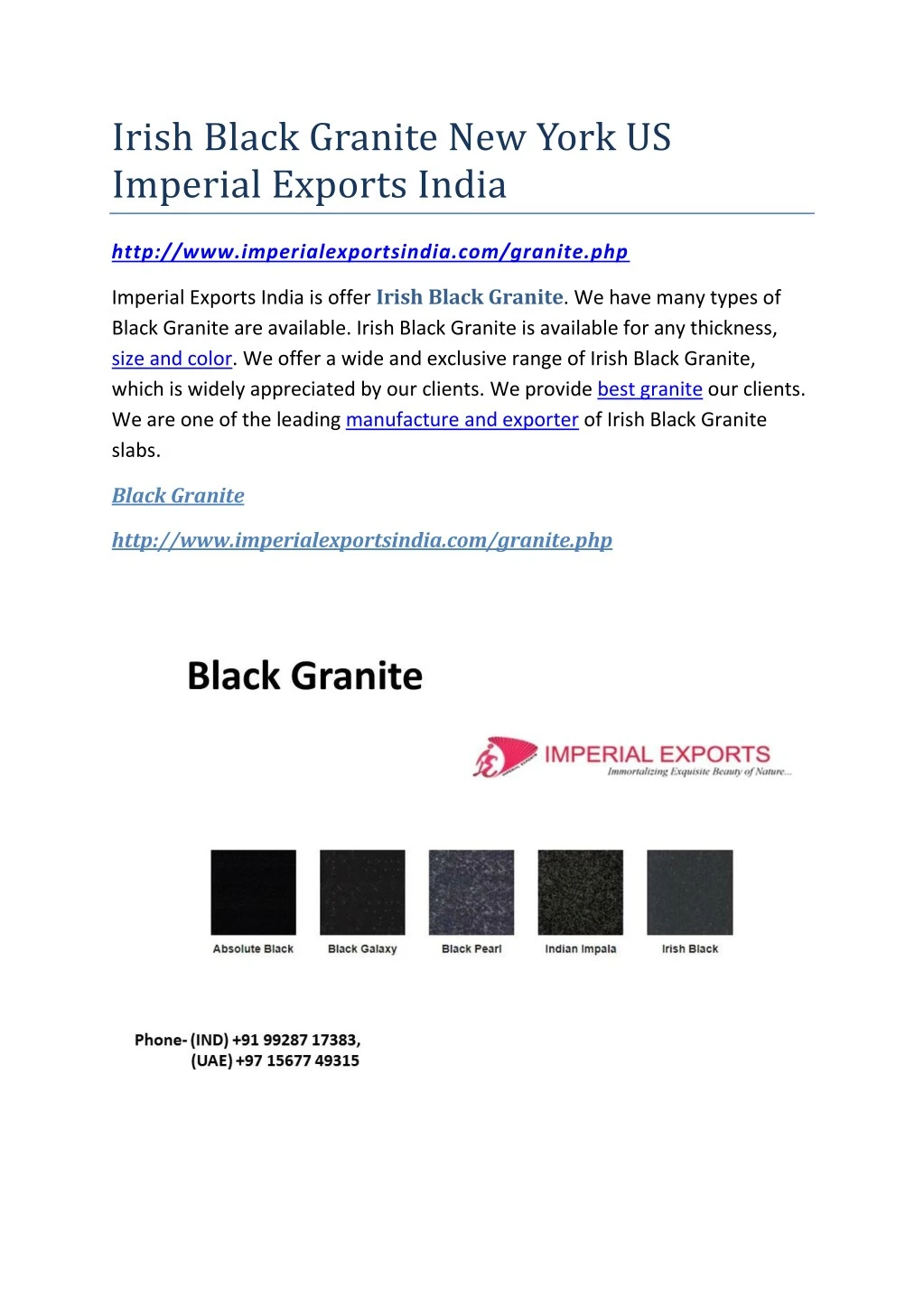irish black granite new york us imperial exports