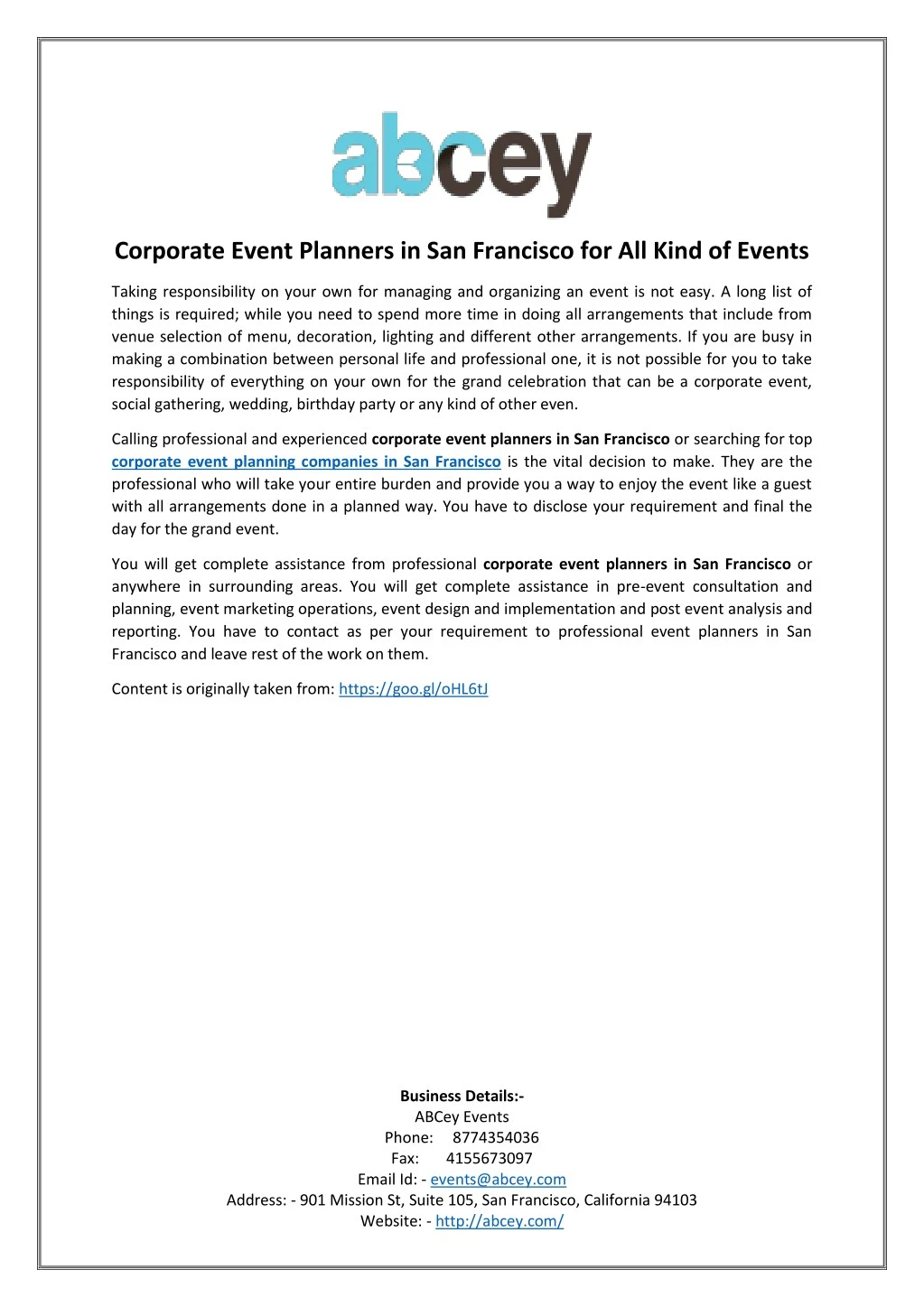 corporate event planners in san francisco